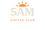 AM Coffee Club logo with a sun graphic on a white background